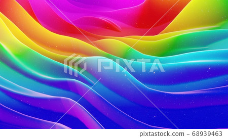 Beautiful abstract 3D background with gradient rainbow colors, surface with abstract waves or extruded wavy pattern on surface. Color gradient, soft matte material with glitter sparkles. Beautiful abstract 3D background with gradient rainbow colors, surface with abstract waves or extruded wavy pattern on surface. Color gradient, soft matte material with glitter sparkles. 68939463