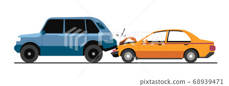 Traffic collision, traffic accident with damaged vehicles vector Traffic collision, traffic accident with damaged vehicles vector 68939471