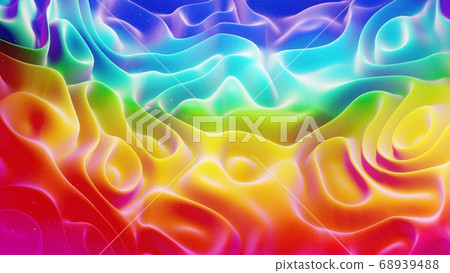 Beautiful abstract 3D background with gradient rainbow colors, surface with abstract waves or extruded wavy pattern on surface. Color gradient, soft matte material with glitter sparkles. Beautiful abstract 3D background with gradient rainbow colors, surface with abstract waves or extruded wavy pattern on surface. Color gradient, soft matte material with glitter sparkles. 68939488
