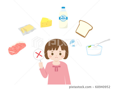 Milk allergy girl illustration 68940952