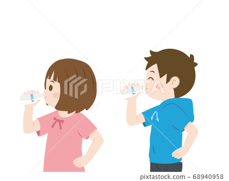 兒童喝牛奶的插圖 68940958