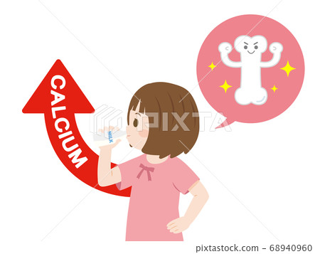 一個女孩喝牛奶鈣的插圖 68940960