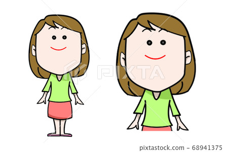 Illustration of a cute two-headed woman Illustration of a cute two-headed woman 68941375