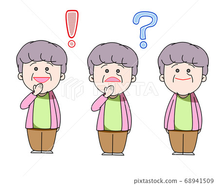 Collection of facial expressions of cute two-headed grandmother 68941509