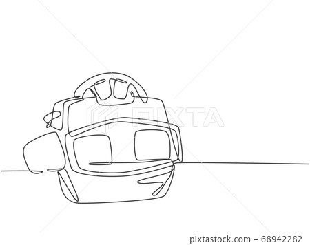 One single line drawing of retro old classic viewmaster with film reel One single line drawing of retro old classic viewmaster with film reel 68942282