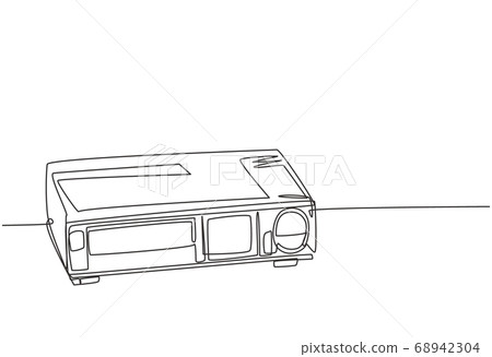 Single continuous line drawing of retro old classic video player. 68942304