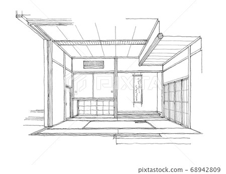 free-hand design perspective Japanese-style room free-hand design perspective Japanese-style room 68942809