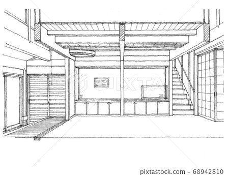 free-hand design perspective living room free-hand design perspective living room 68942810