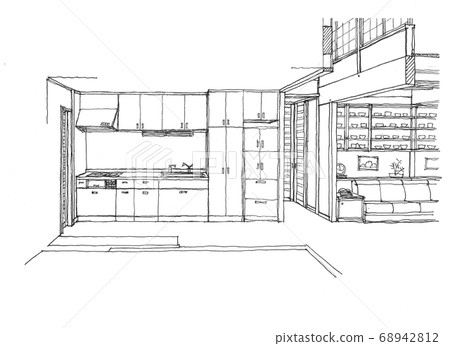free-hand design perspective Free-hand design perspective kitchen 68942812