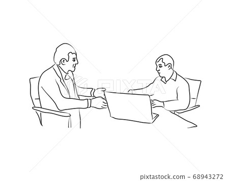 Men, hand drawing sketch. Business negotiations  68943272