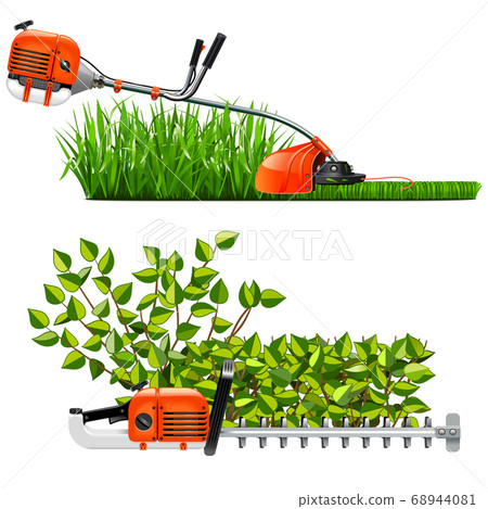 Vector Mowing Lawns and Bushes 68944081