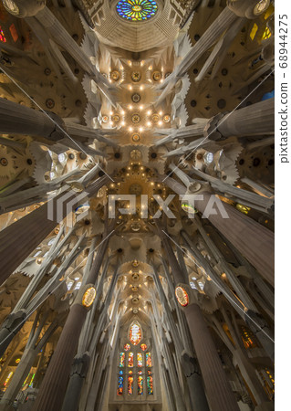 Sagrada Familia Ceiling sculpture in the cathedral 68944275