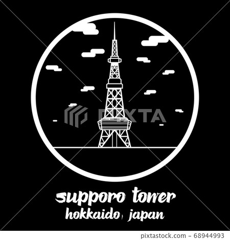 circle icon line sapporo tv tower. vector illustration circle icon line sapporo tv tower. vector illustration 68944993