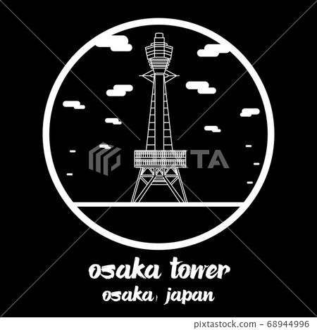 Circle icon Osaka tower. vector illustration 68944996