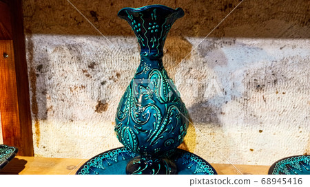 Colorful handmade traditional anatolian souvenirs at the pottery shop in Avanos, Cappadocia 68945416