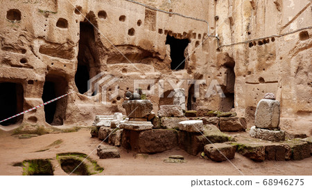 Gumusler ruins and the monastery surrounded by rocks and walls in Gumusler, Nigdee monastery in Gumusler, Nigde Gumusler ruins and the monastery surrounded by rocks and walls in Gumusler, Nigdee monastery in Gumusler, Nigde 68946275