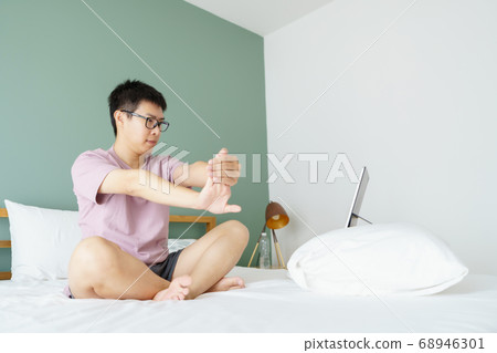 New normal Training At Home An Asian man, aged 68946301