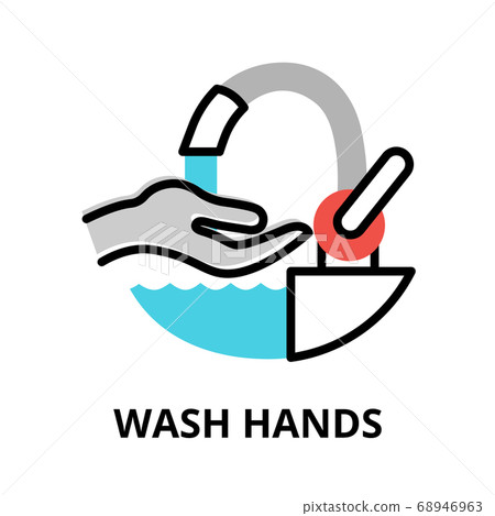 Concept of Wash Hands icon, modern flat editable Concept of Wash Hands icon, modern flat editable 68946963