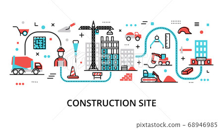 Concept of Construction Site, modern flat editable 68946985