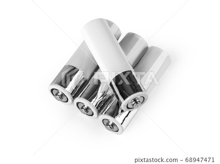 AA batteries Closeup on white 68947471