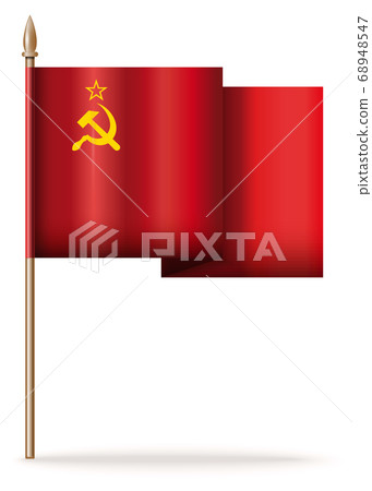 USSR flag on a wooden pole. Vector icon 68948547