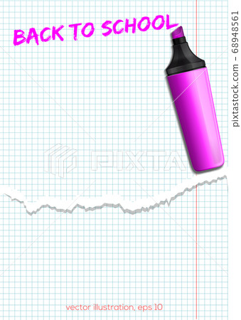 pink marker in a school notebook - back to school 68948561