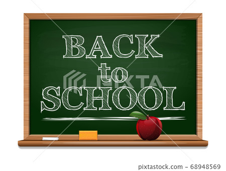 Chalk on a green blackboard. Back to school - Stock Illustration ...