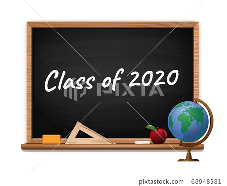 Class 2020. Inscription in chalk on a blackboard Class 2020. Inscription in chalk on a blackboard 68948581