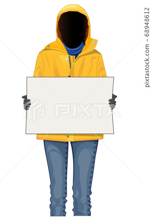 Abstract human figure with a blank poster Abstract human figure with a blank poster 68948612