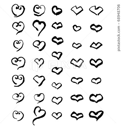 Heart simple line material set Heart simple line material set 68948706