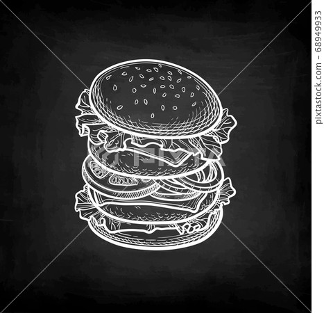 Chalk sketch of hamburger. 68949933