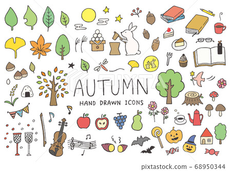 Autumn hand drawn illustration set (color) 68950344