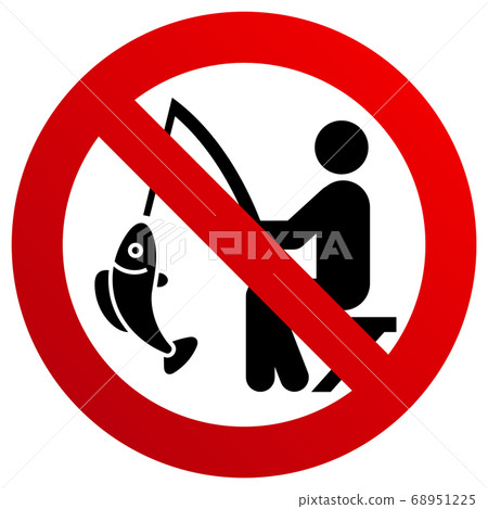 No fishing forbidden sign, modern round sticker, 68951225