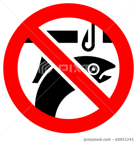 Label No ice fishing, sticker for print 68951241