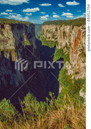 Itaimbezinho Canyon with steep rocky cliffs Itaimbezinho Canyon with steep rocky cliffs 68952704