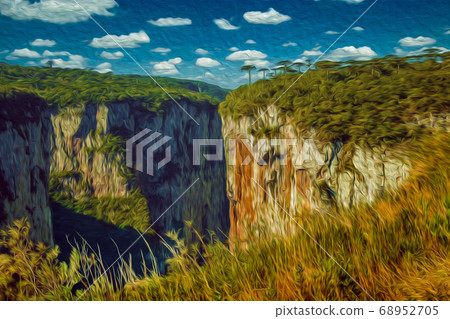 Itaimbezinho Canyon with steep rocky cliffs Itaimbezinho Canyon with steep rocky cliffs 68952705