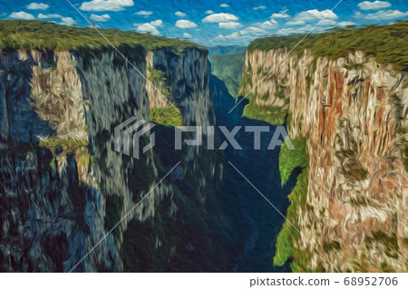 Itaimbezinho Canyon with steep rocky cliffs Itaimbezinho Canyon with steep rocky cliffs 68952706