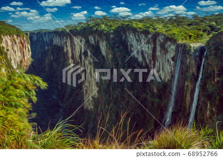 Itaimbezinho Canyon with cliffs and waterfall Itaimbezinho Canyon with cliffs and waterfall 68952766