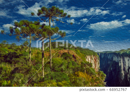 Itaimbezinho Canyon with rocky cliffs and forest Itaimbezinho Canyon with rocky cliffs and forest 68952767
