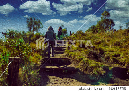 People climbing a pathway at Itaimbezinho Canyon People climbing a pathway at Itaimbezinho Canyon 68952768