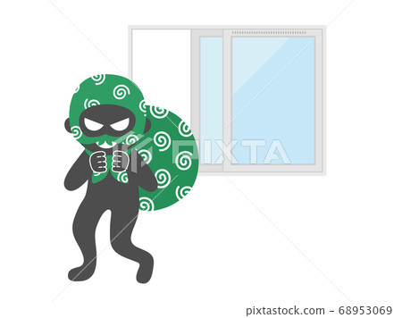 防盜突破窗戶玻璃的插圖 防盜突破窗戶玻璃的插圖 68953069