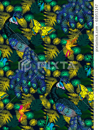 Pattern of peacock. Vector illustration. Suitable for fabric, wrapping paper, digital paper and the like 68953147