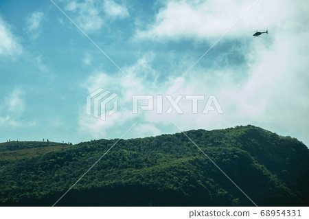 Helicopter over the Fortaleza Canyon with forest 68954331