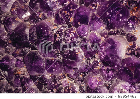 Semiprecious gemstone of amethyst with calcite Semiprecious gemstone of amethyst with calcite 68954462