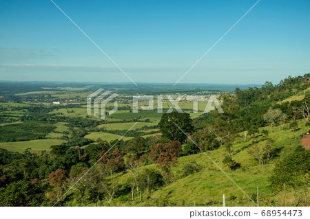 Green valley with hills and meadow 68954473