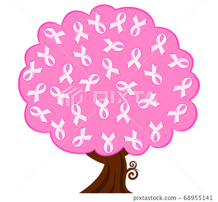 tree with pink ribbons - Stock Illustration [68955141] - PIXTA