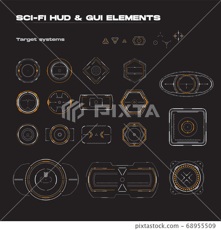 Abstract futuristic sci-fi concept aim user interface HUD. Vector set techno futuristic vector graphic target elements. 68955509