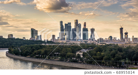 Moscow-City skyscrapers and Luzhniki embankment, Moscow-City skyscrapers and Luzhniki embankment, 68955814