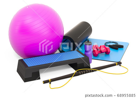 Fitness, aerobic sports equipments. 3D rendering 68955885
