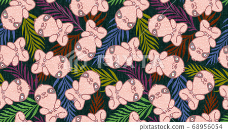 Tropical pattern with cute sloth 68956054